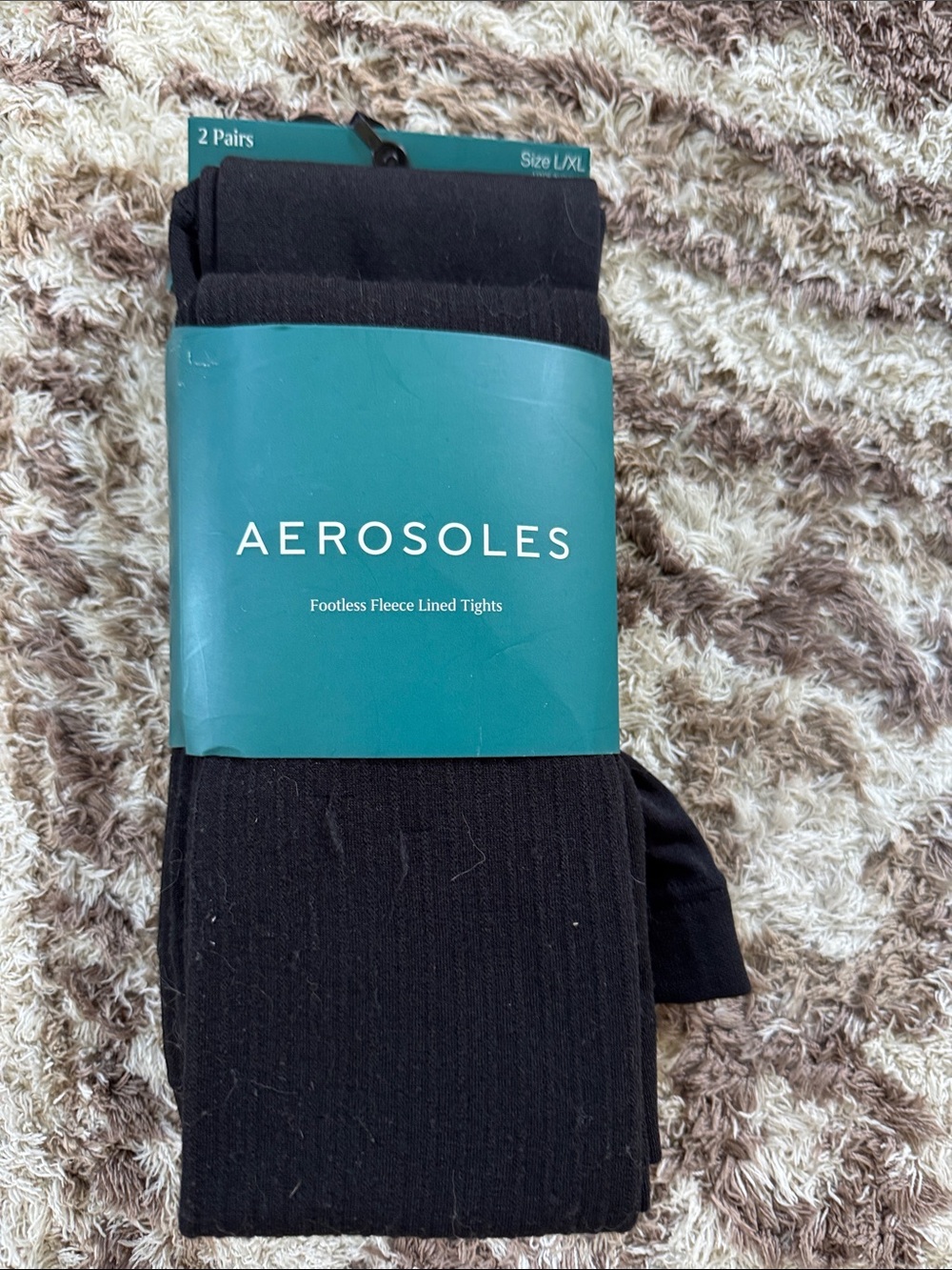 AEROSOLES Black Footless Fleece-Lined Tights - Pack of 2